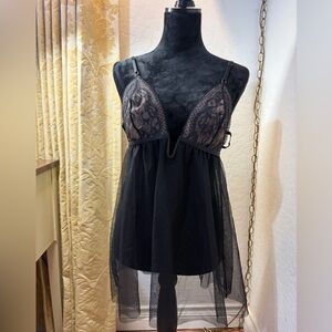 Victoria’s Secrets Elegant Black Lace Babydoll Lingerie